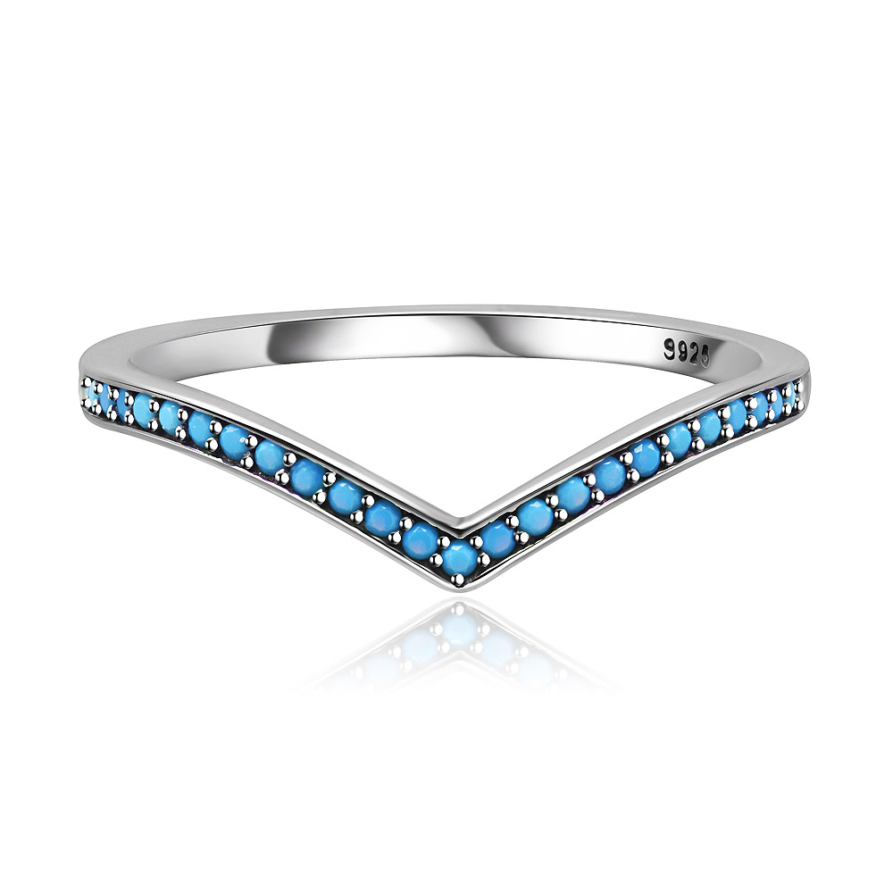 Turquoise CZ Chevron Rings